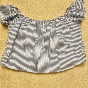 Striped off-the-shoulder top.